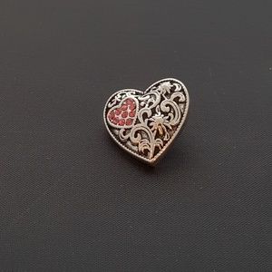 20mm Loveheart w/ Rose Rhinestones Snap